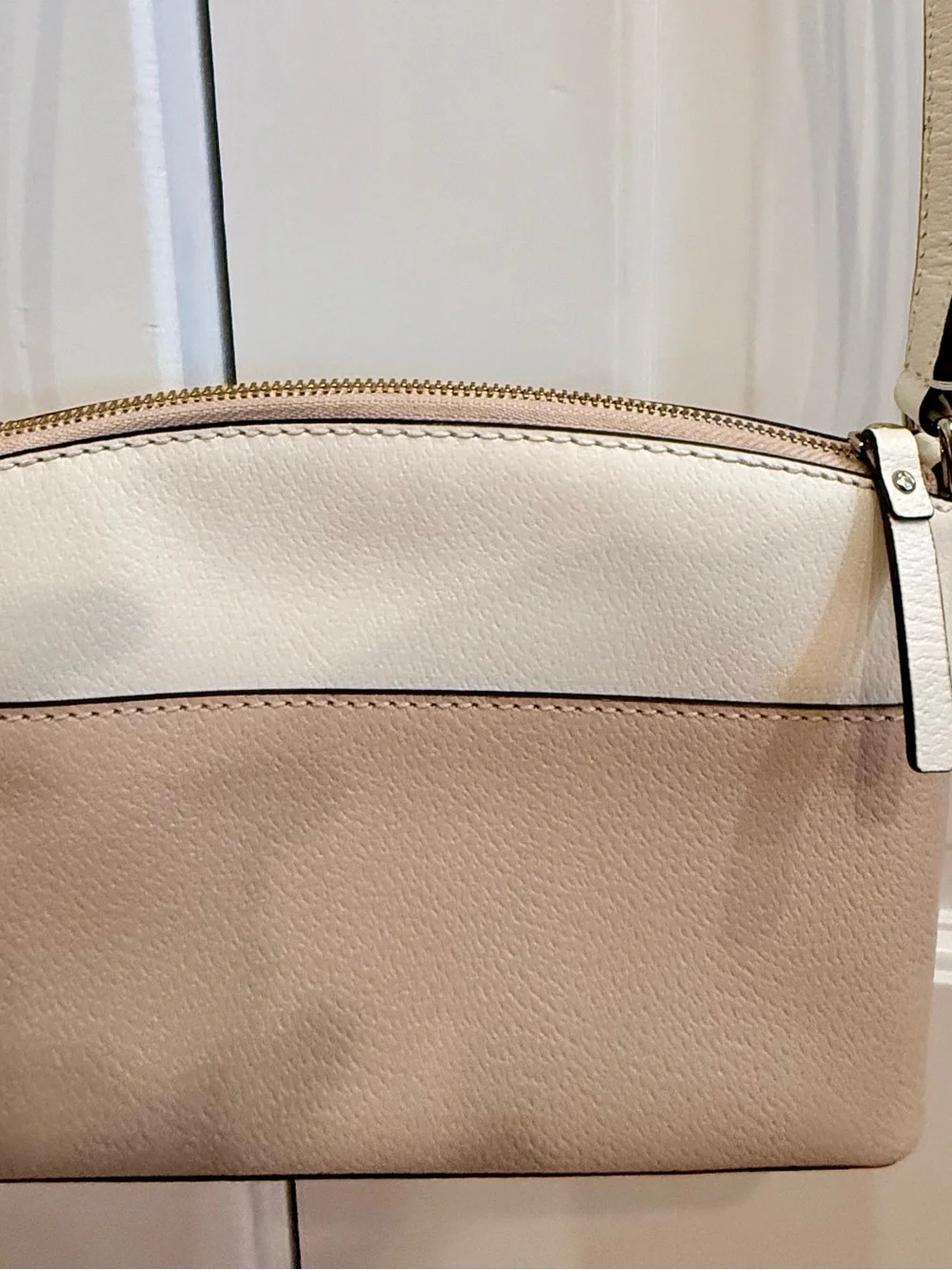 kate spade Two-Tone Cream and Blush Leather Crossbody Bag
